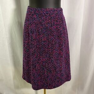Vintage Maggie Lawrence Pink Blue & Black Boucle Midi Skirt